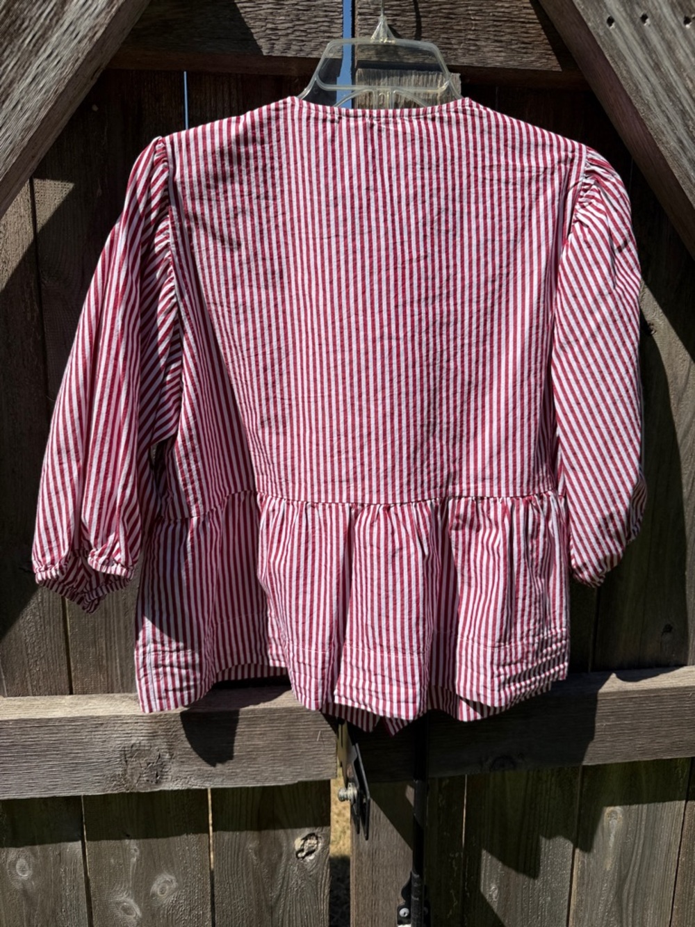 Velvet Heart Red & White Striped Bow-Front Peplum Blouse - Picture 7 of 7